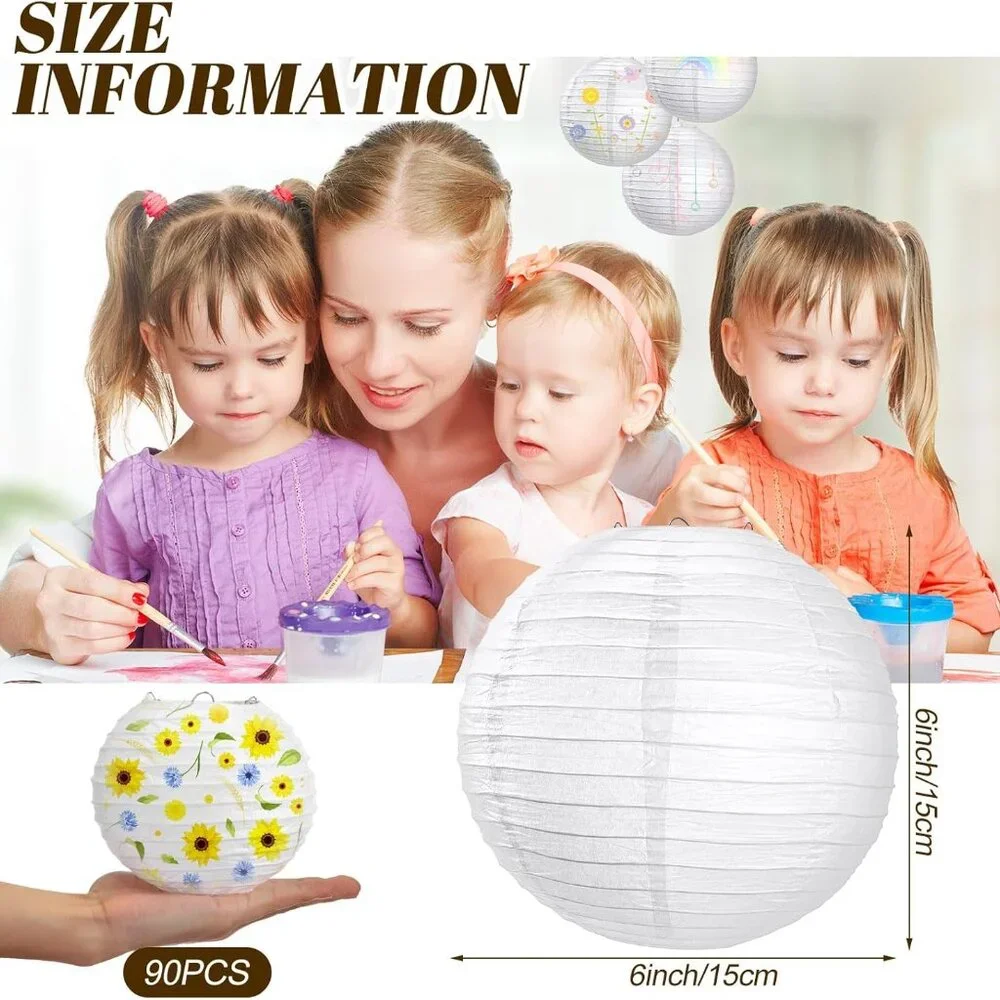 48 White Paper Lanterns 6-inch New Wedding Birthday Party Shower Chinese Decor
